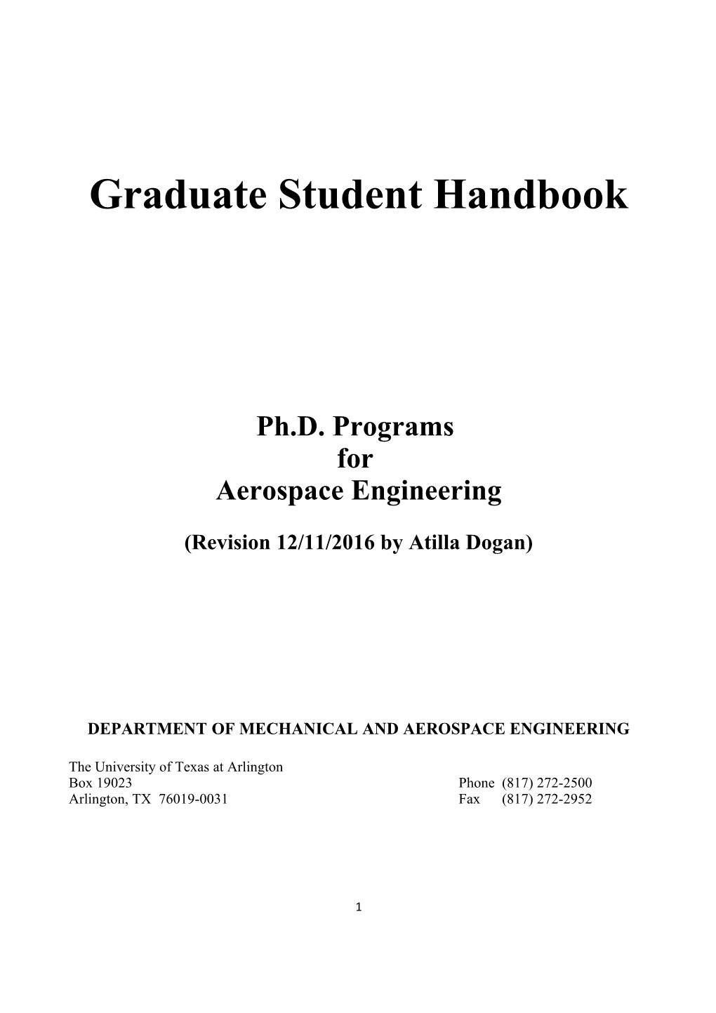 AE Phd Graduate Handbook Rev Aug11
