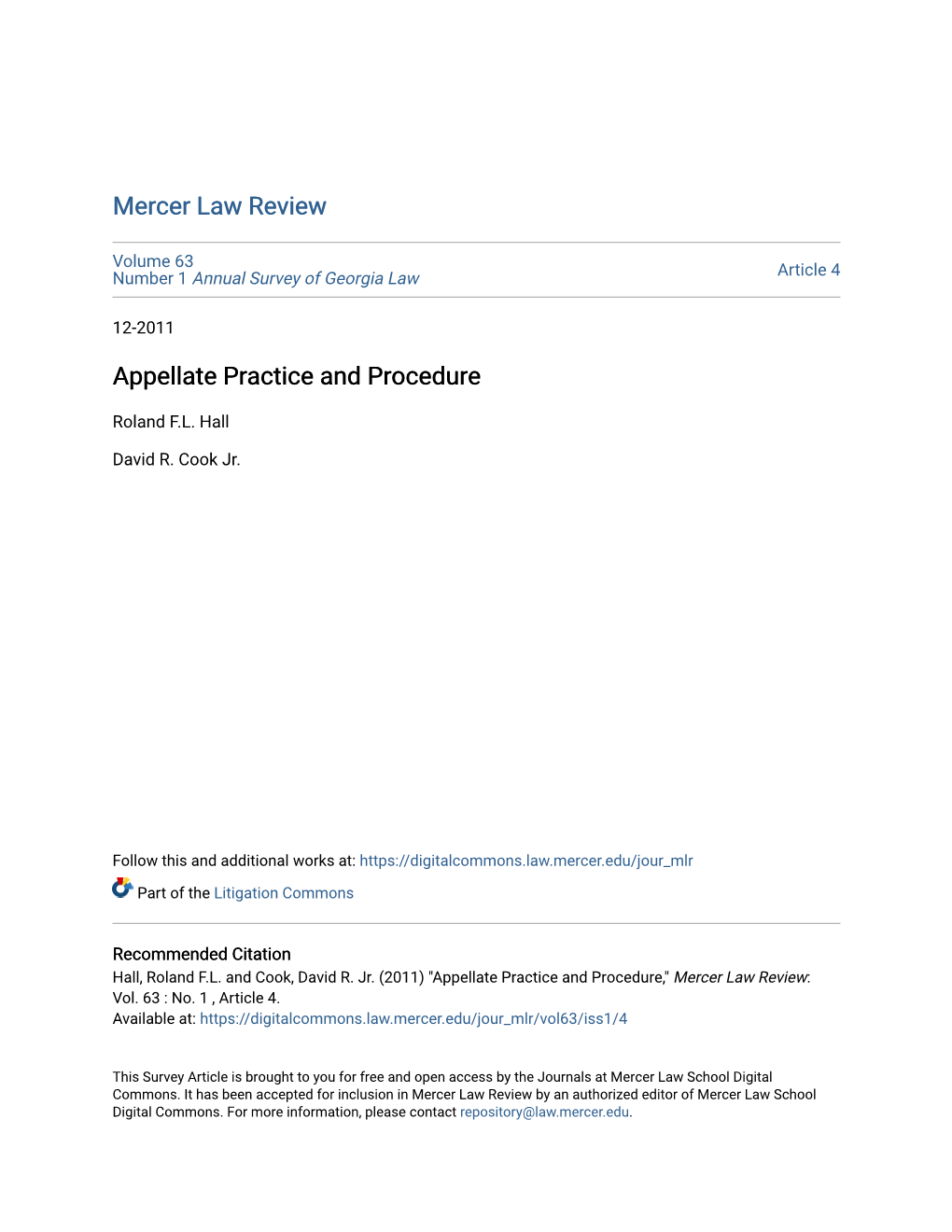 Appellate Practice and Procedure