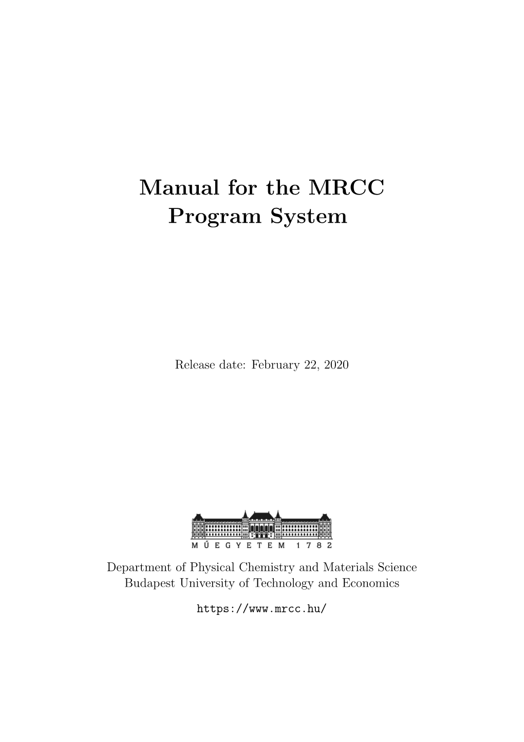 Manual for the MRCC Program System