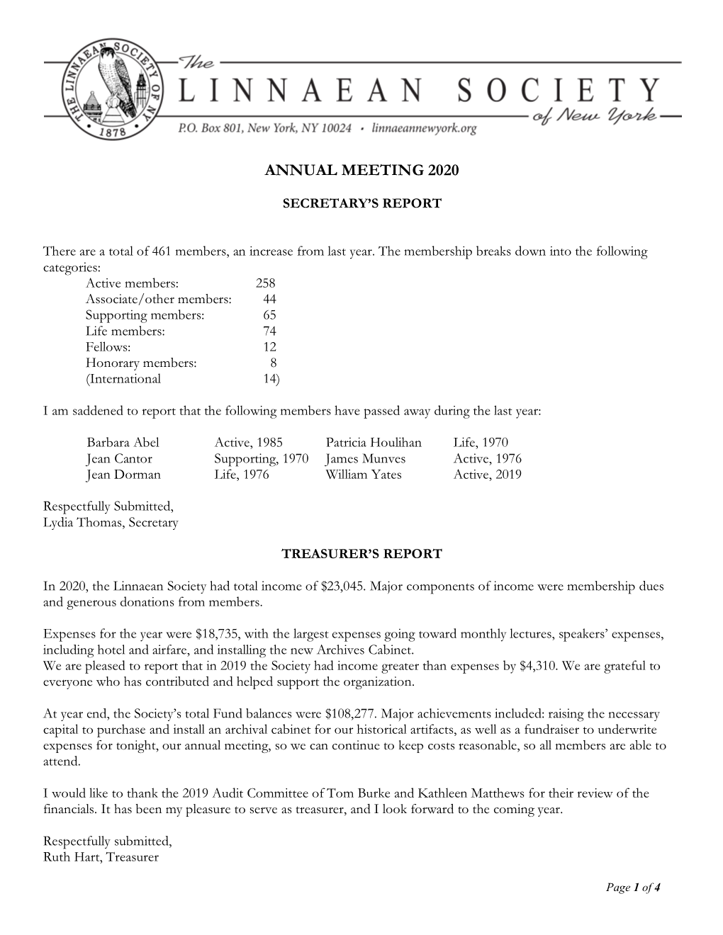 Annual Meeting Report 2020