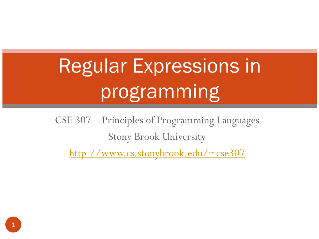 Regular Expressions in Programming
