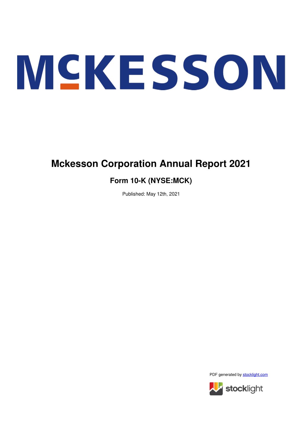 Mckesson Corporation Annual Report 2021