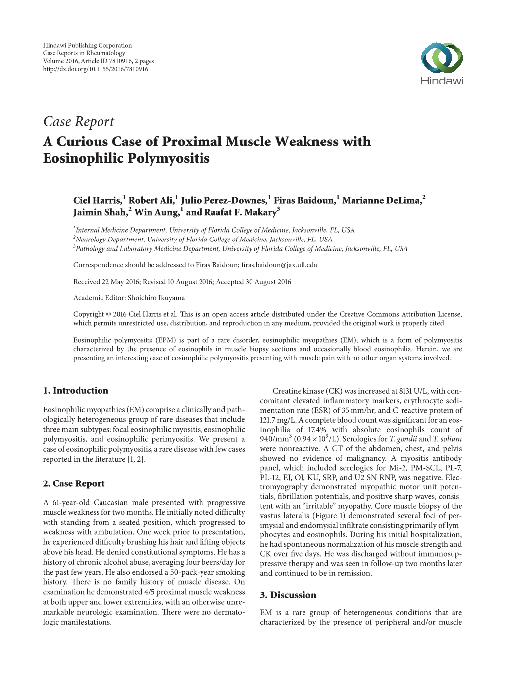 A Curious Case of Proximal Muscle Weakness with Eosinophilic Polymyositis