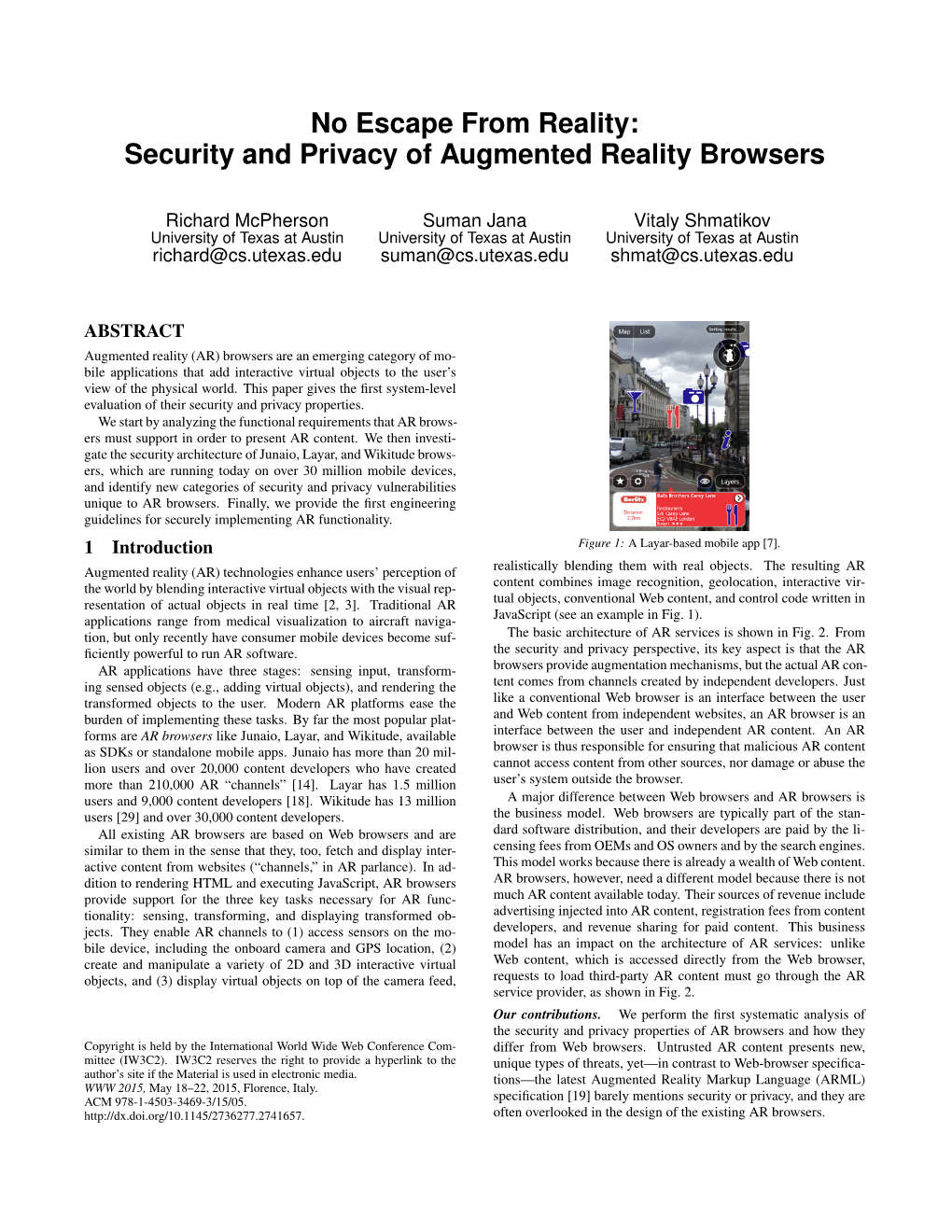 Security and Privacy of Augmented Reality Browsers