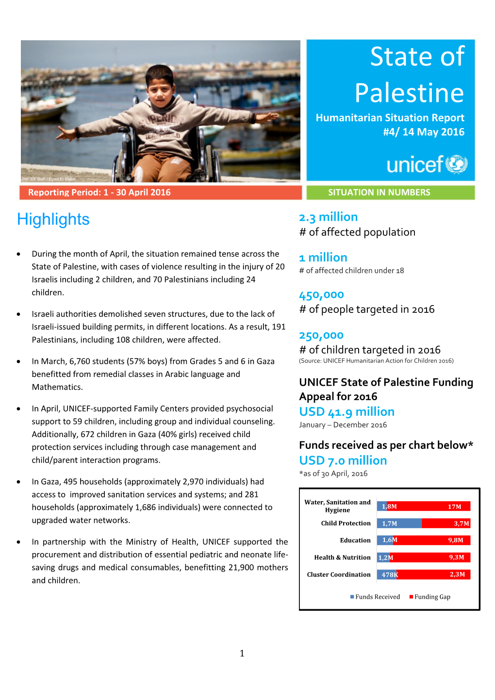 State of Palestine Humanitarian Situation Report #4/ 14 May 2016