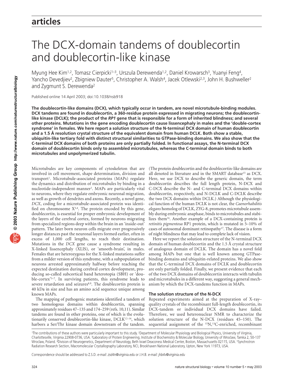 The DCX-Domain Tandems of Doublecortin and Doublecortin-Like Kinase