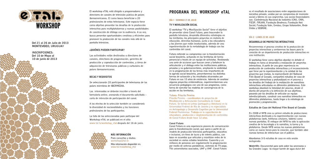 PROGRAMA DEL WORKSHOP Etal