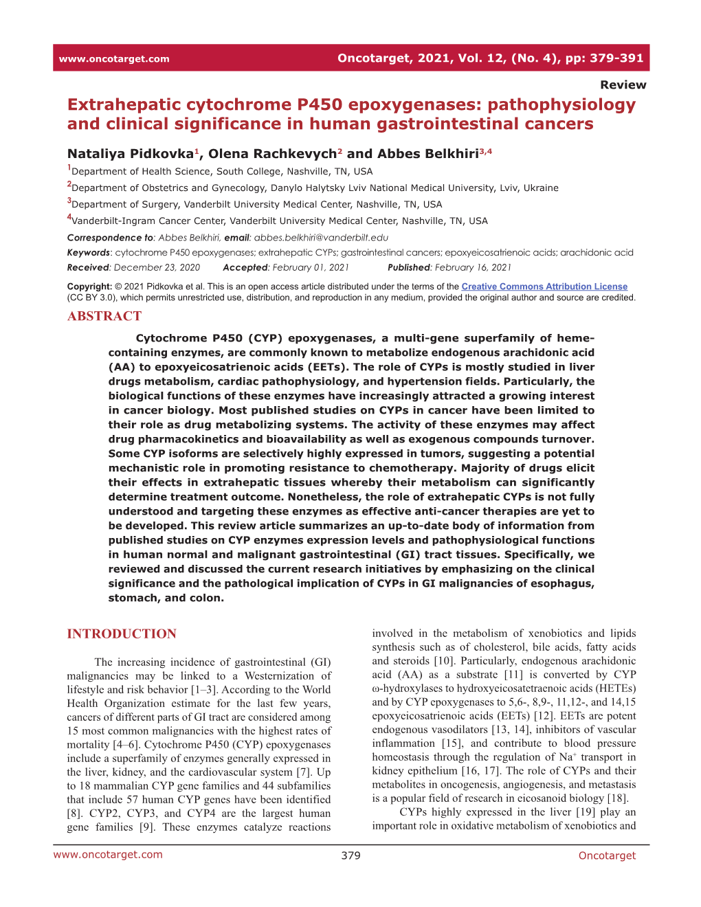 Extrahepatic Cytochrome P450 Epoxygenases: Pathophysiology and Clinical Significance in Human Gastrointestinal Cancers