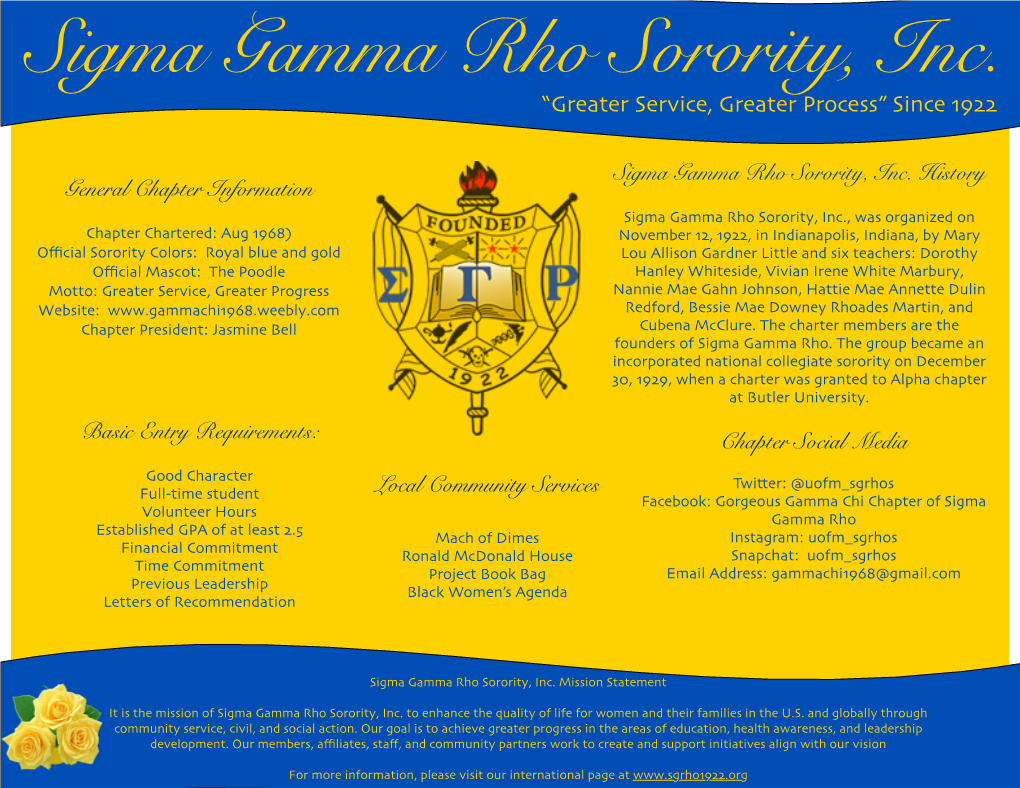 Sigma Gamma Rho Fact Sheet