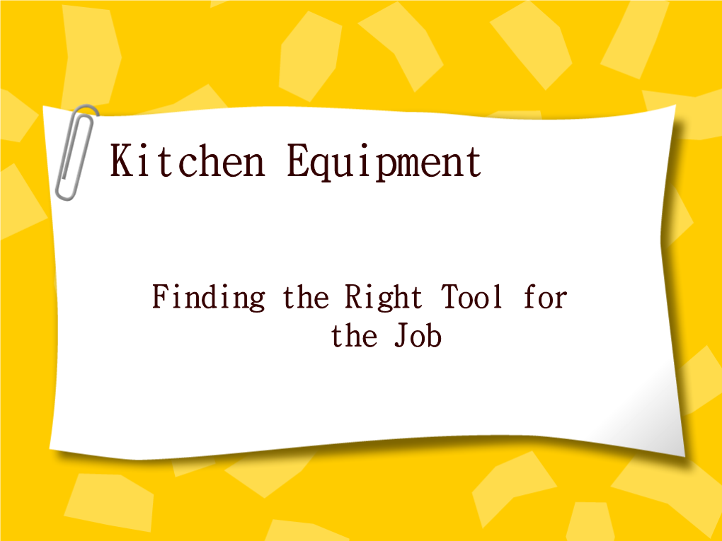 Kitchen Equipment