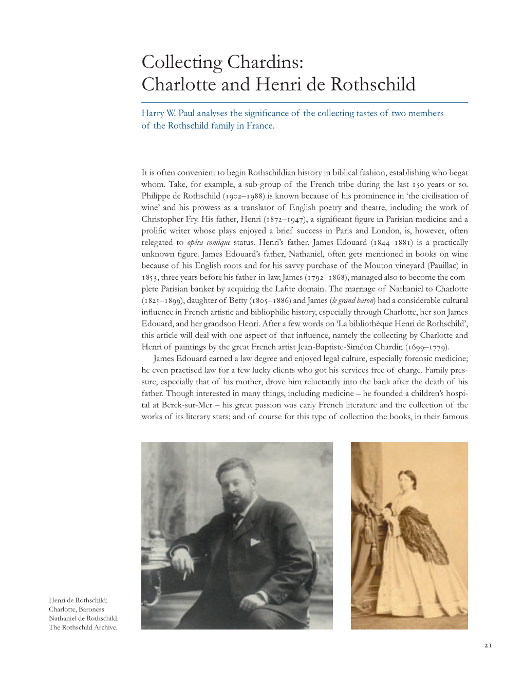 Collecting Chardins: Charlotte and Henri De Rothschild