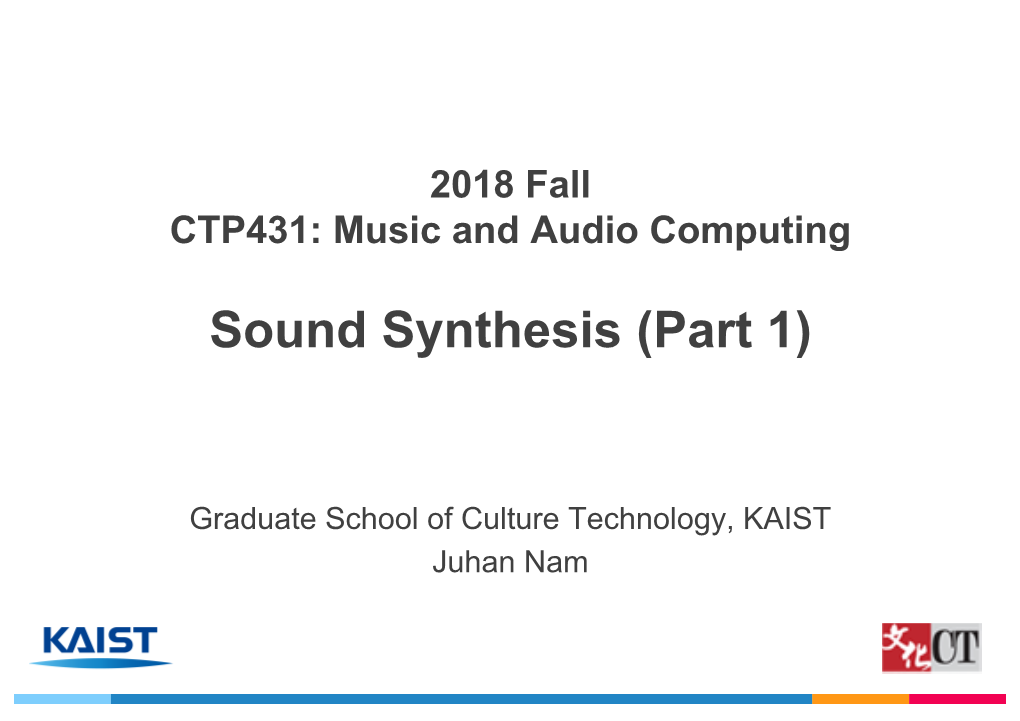 Sound Synthesis (Part 1)