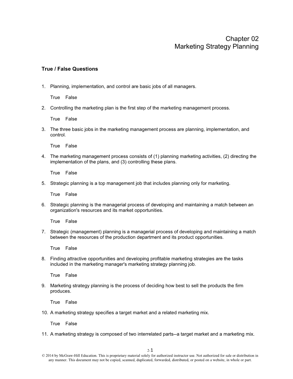 True / False Questions s5