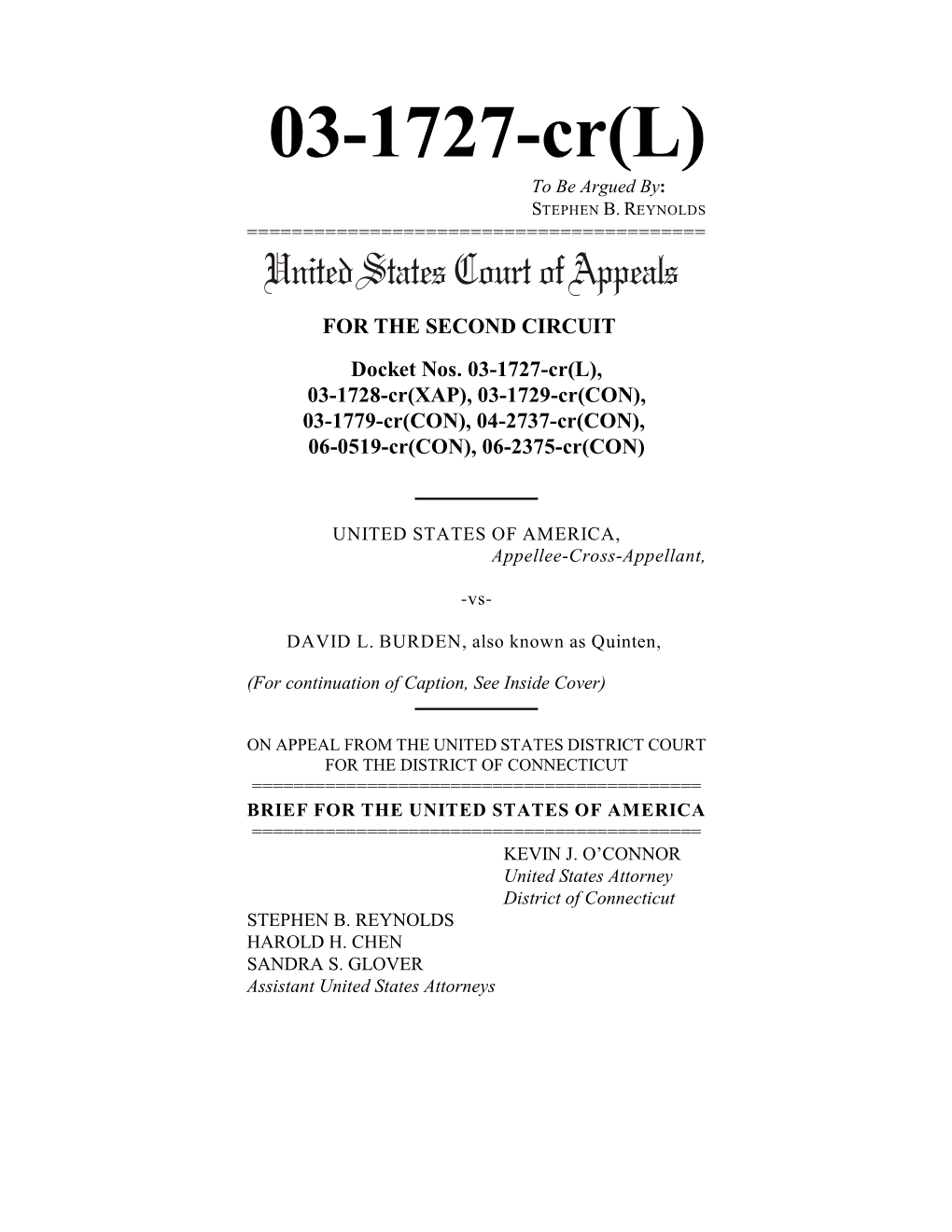 August 15, 2007 US V. Burden 2Nd Circuit Brief