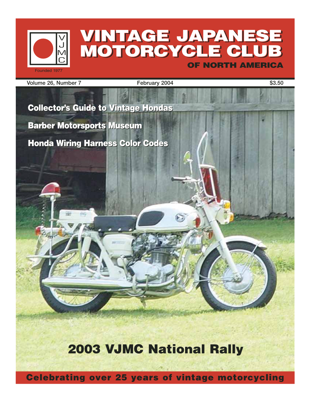 Vintage Japanese Motorcycle Club Magazine February 2004 Contents