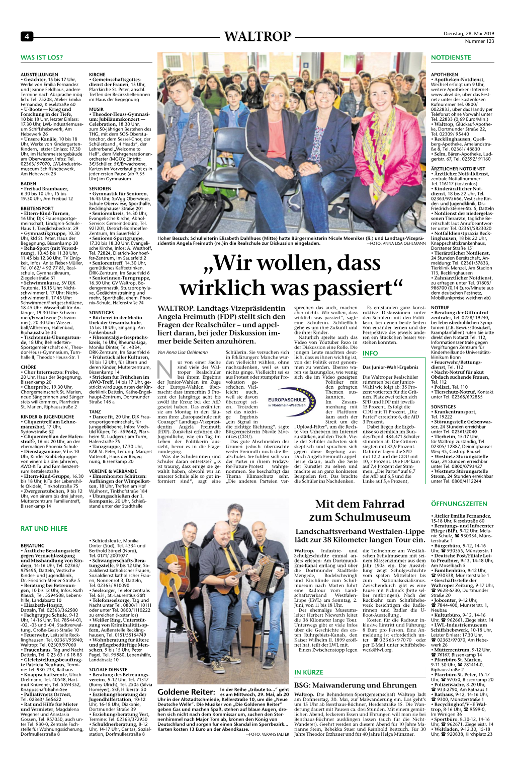 Tageszeitung, Ausgabe: Waltroper Zeitung, Vom: Dienstag, 28. Mai 2019