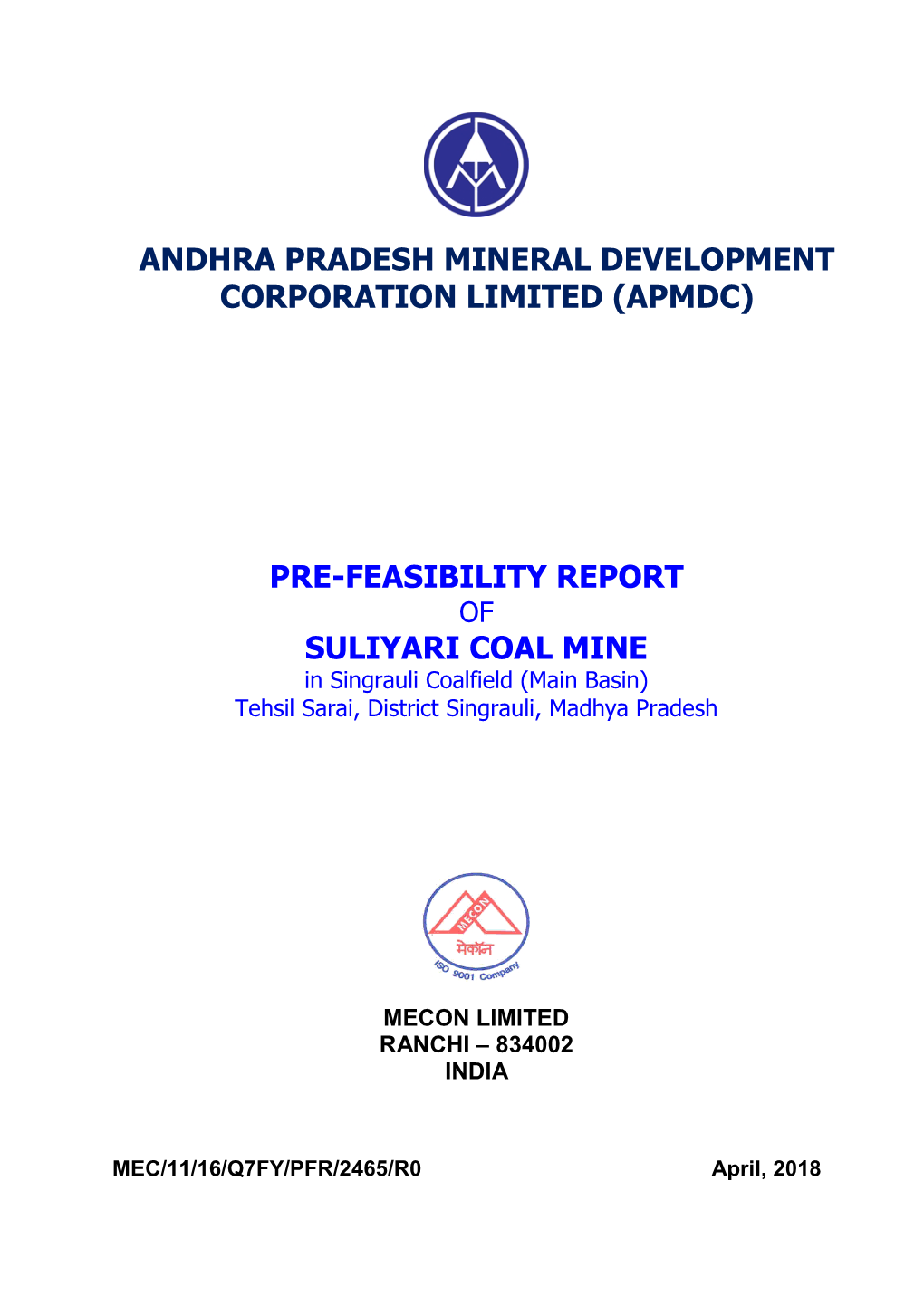 Andhra Pradesh Mineral Development Corporation Limited (Apmdc)