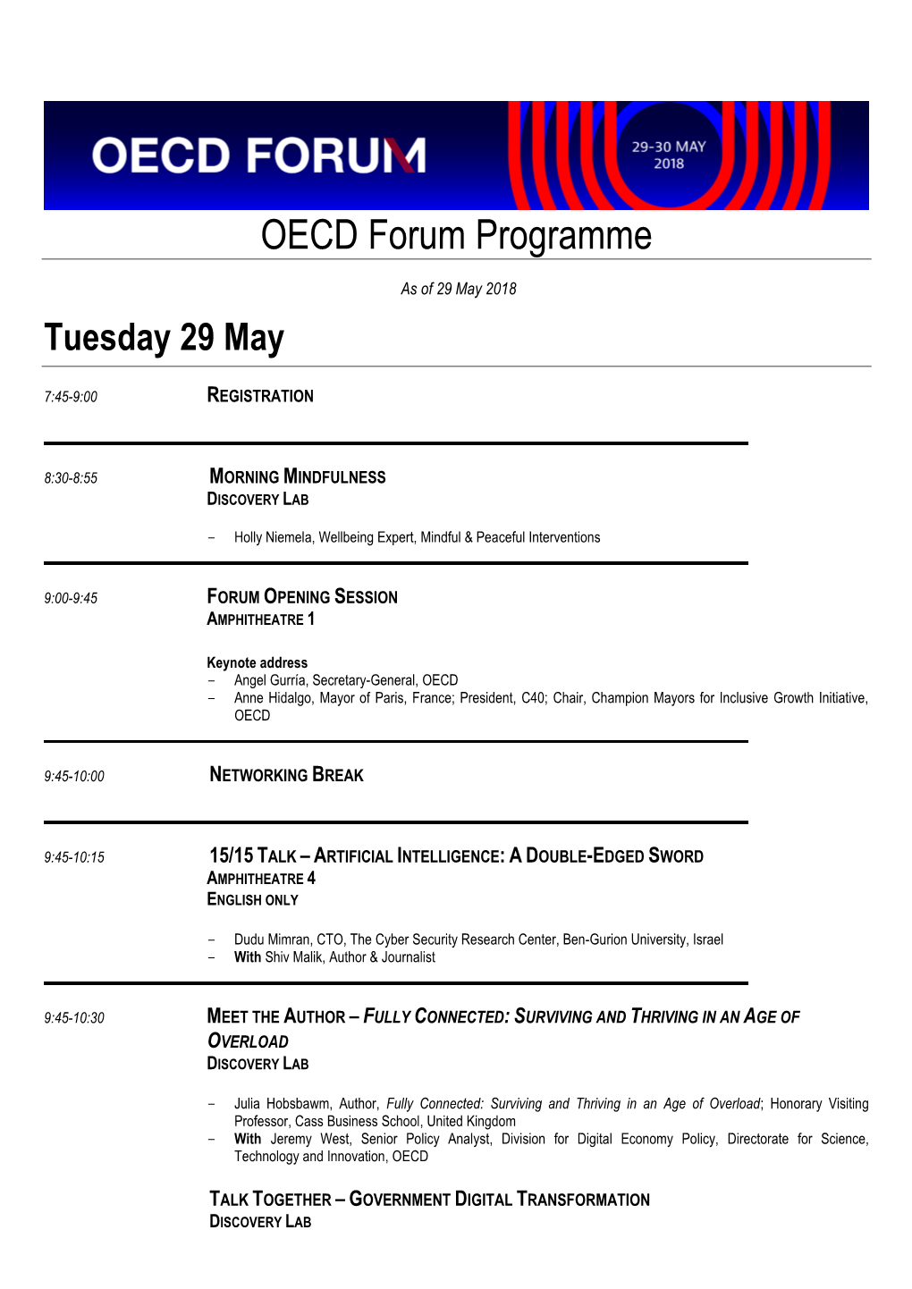 OECD Forum Programme