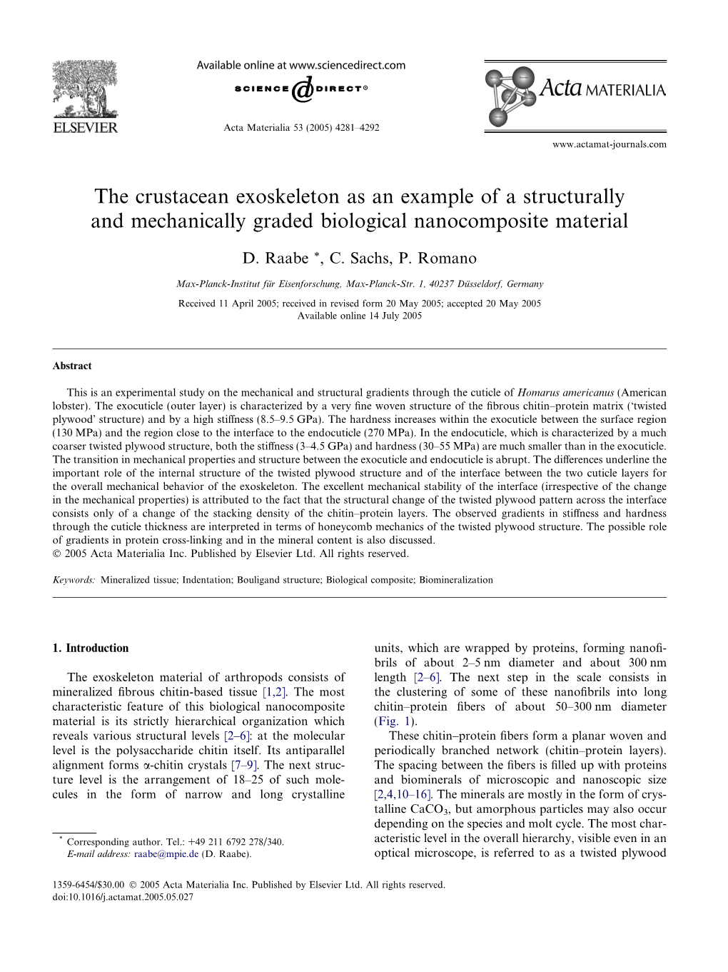 The Crustacean Exoskeleton As an Example of a Structurally and Mechanically Graded Biological Nanocomposite Material