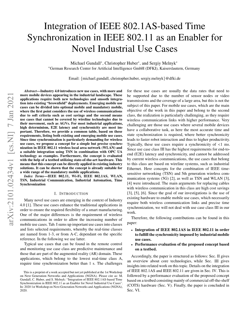 Integration of IEEE 802.1AS-Based Time Synchronization in IEEE 802.11 As an Enabler for Novel Industrial Use Cases