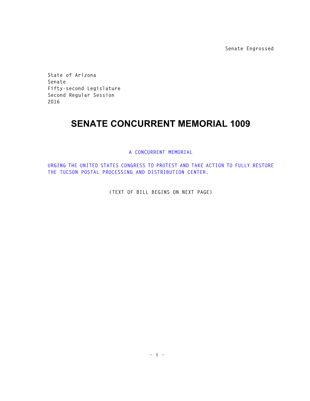 Senate Concurrent Memorial 1009