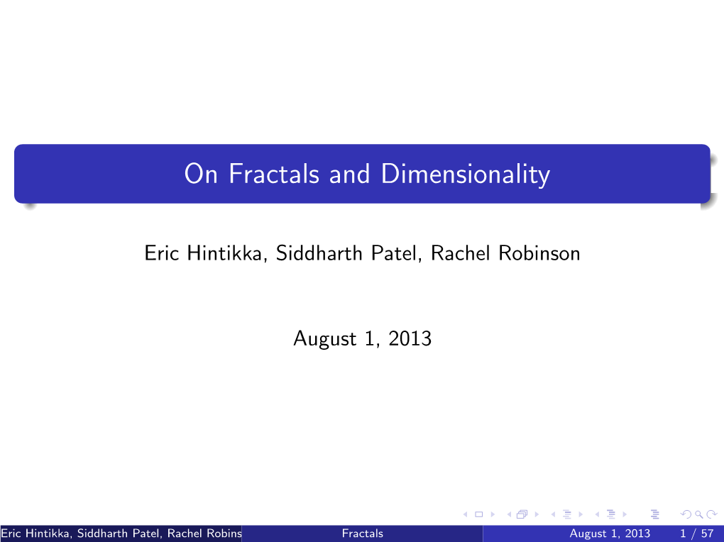 On Fractals and Dimensionality