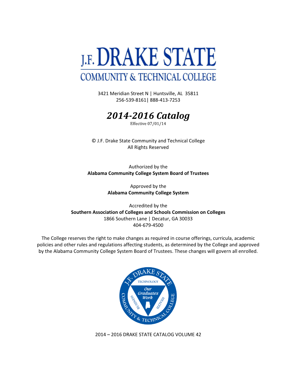 J.F. Drake State Community and Technical College Catalog