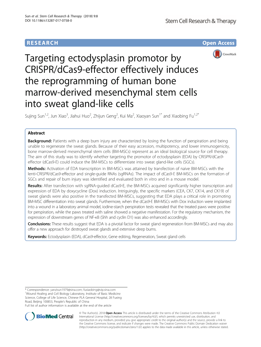 Targeting Ectodysplasin Promotor by CRISPR/Dcas9-Effector Effectively