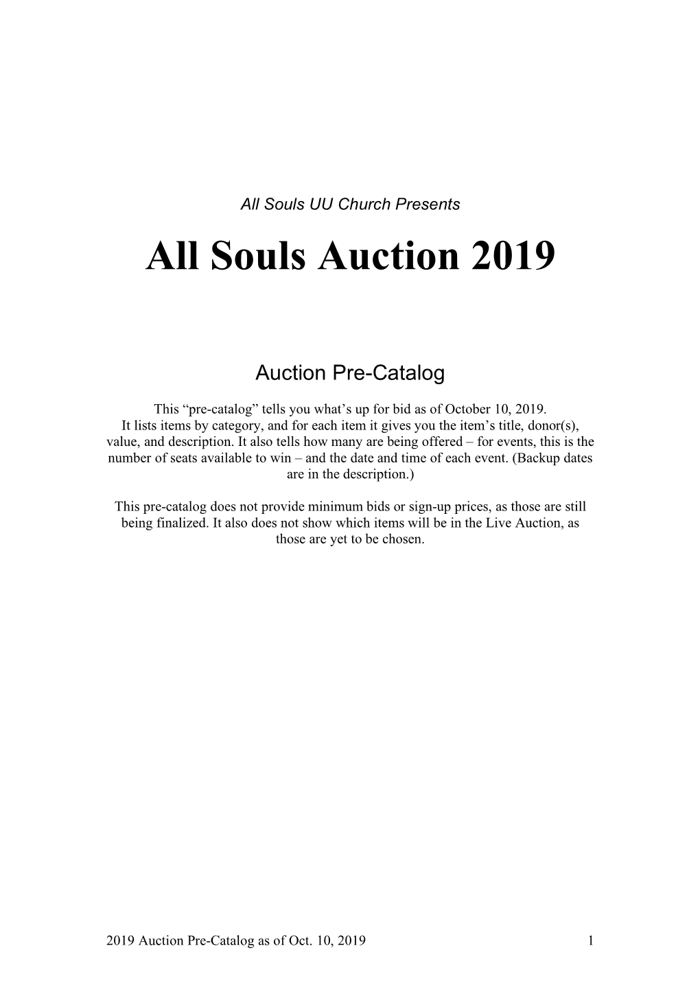 Souls Auction 2019