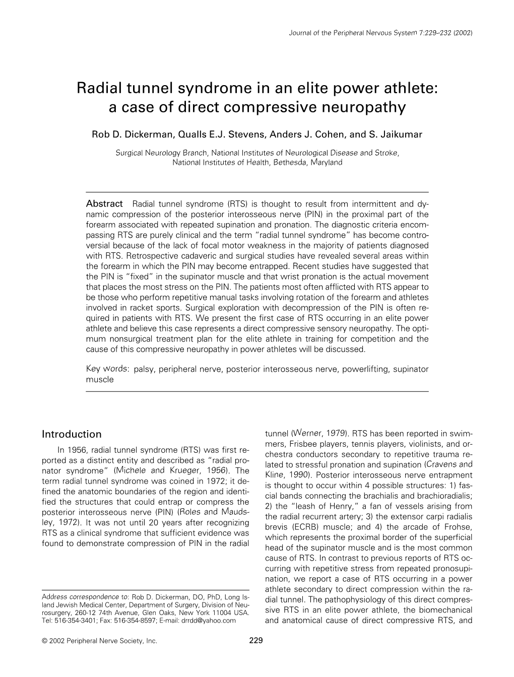 Radial Tunnel Syndrome in an Elite Power Athlete: a Case of Direct Compressive Neuropathy