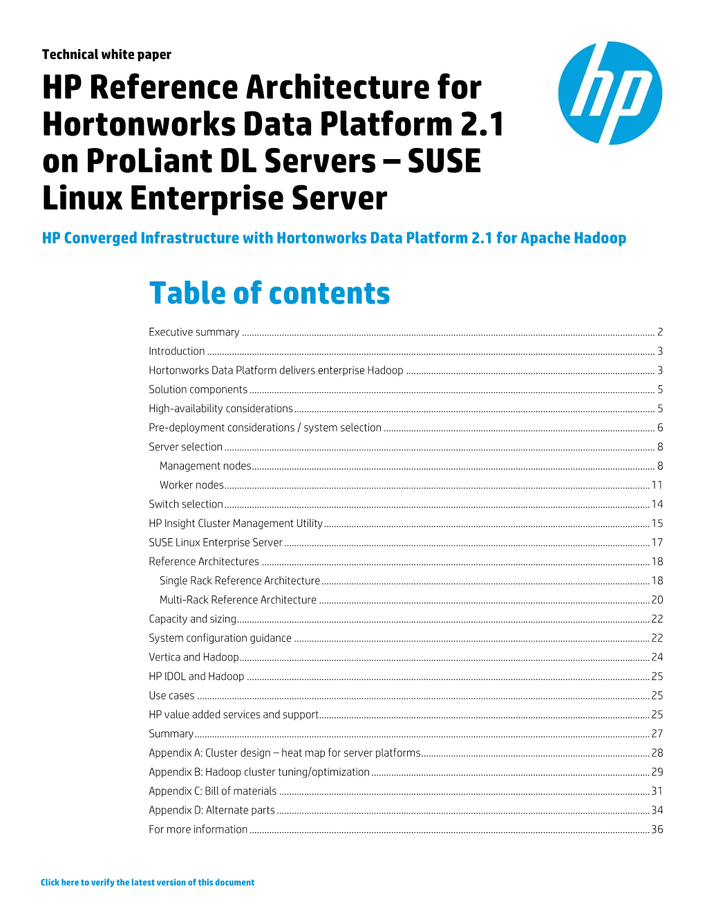 HP Reference Architecture for Hortonworks Data Platform 2.1 On
