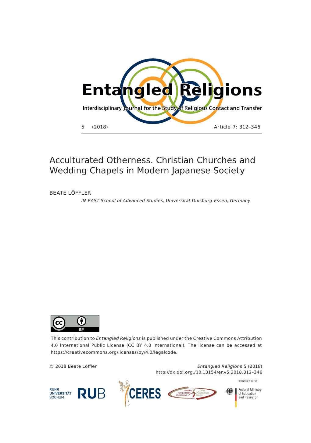 Acculturated Otherness. Christian Churches and Wedding Chapels in Modern Japanese Society