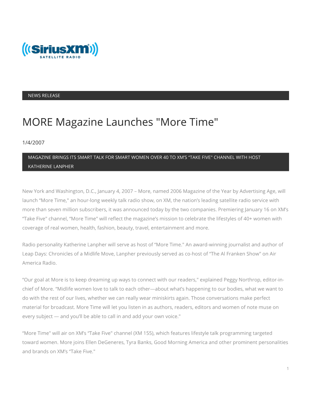MORE Magazine Launches "More Time"