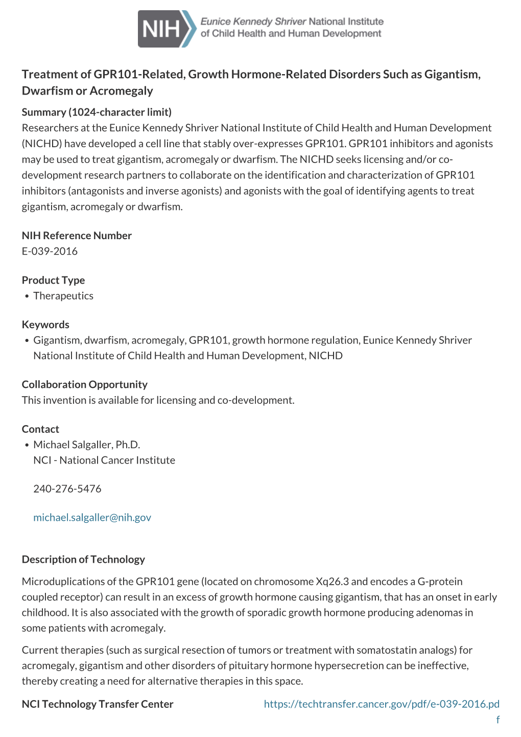 Treatment of GPR101-Related, Growth Hormone-Related