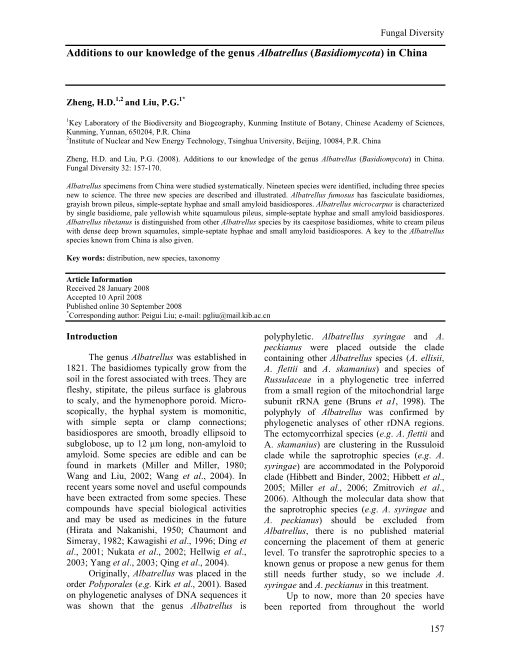 Additions to Our Knowledge of the Genus Albatrellus (Basidiomycota) in China