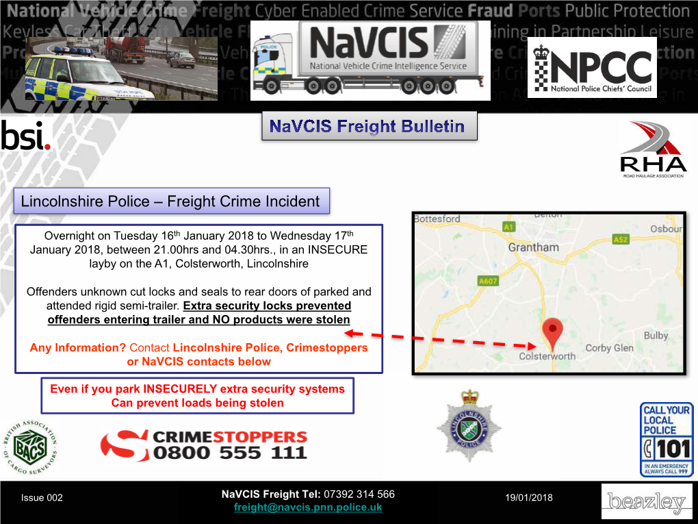 Lincolnshire Police – Freight Crime Incident