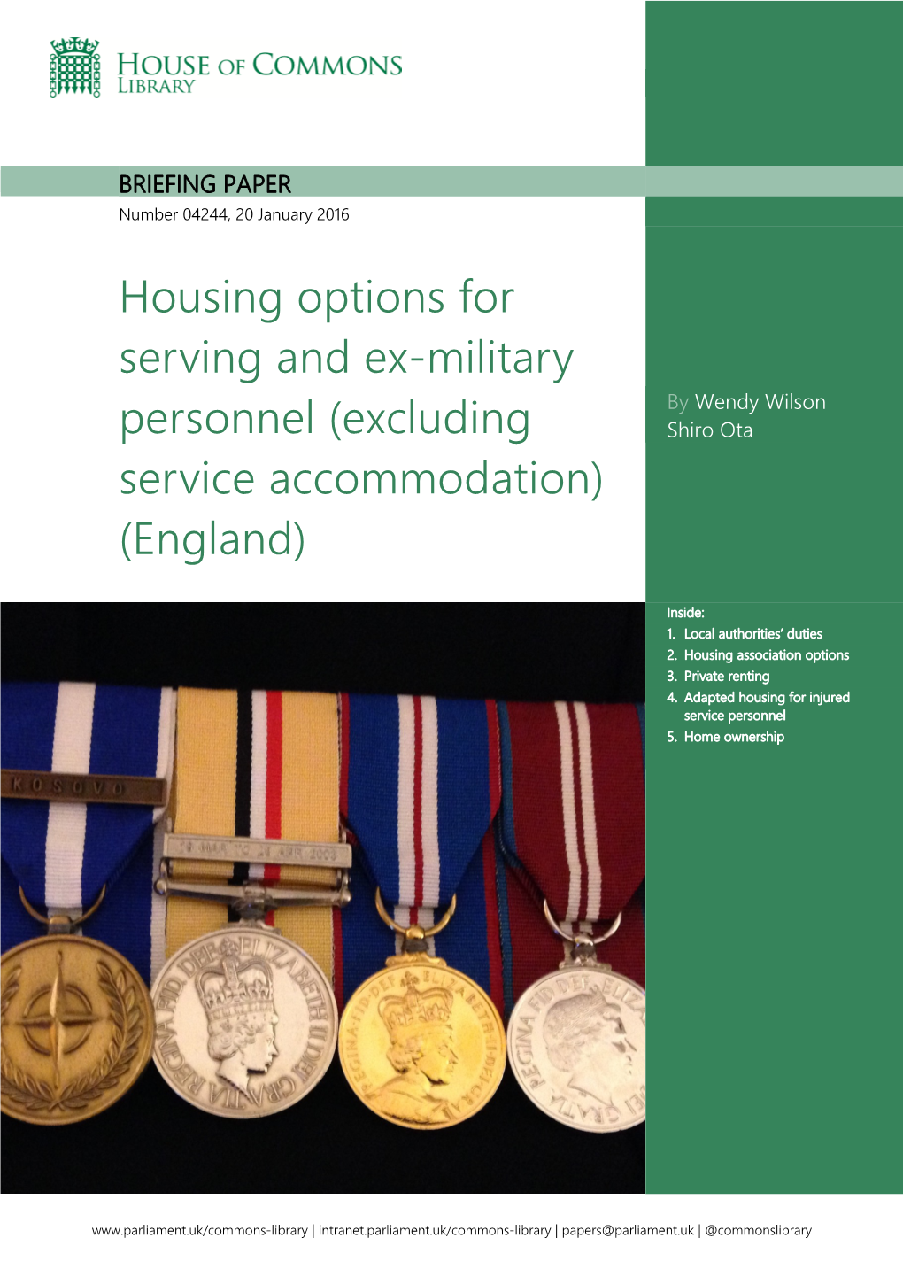 Housing Options for Serving and Ex-Military by Wendy Wilson