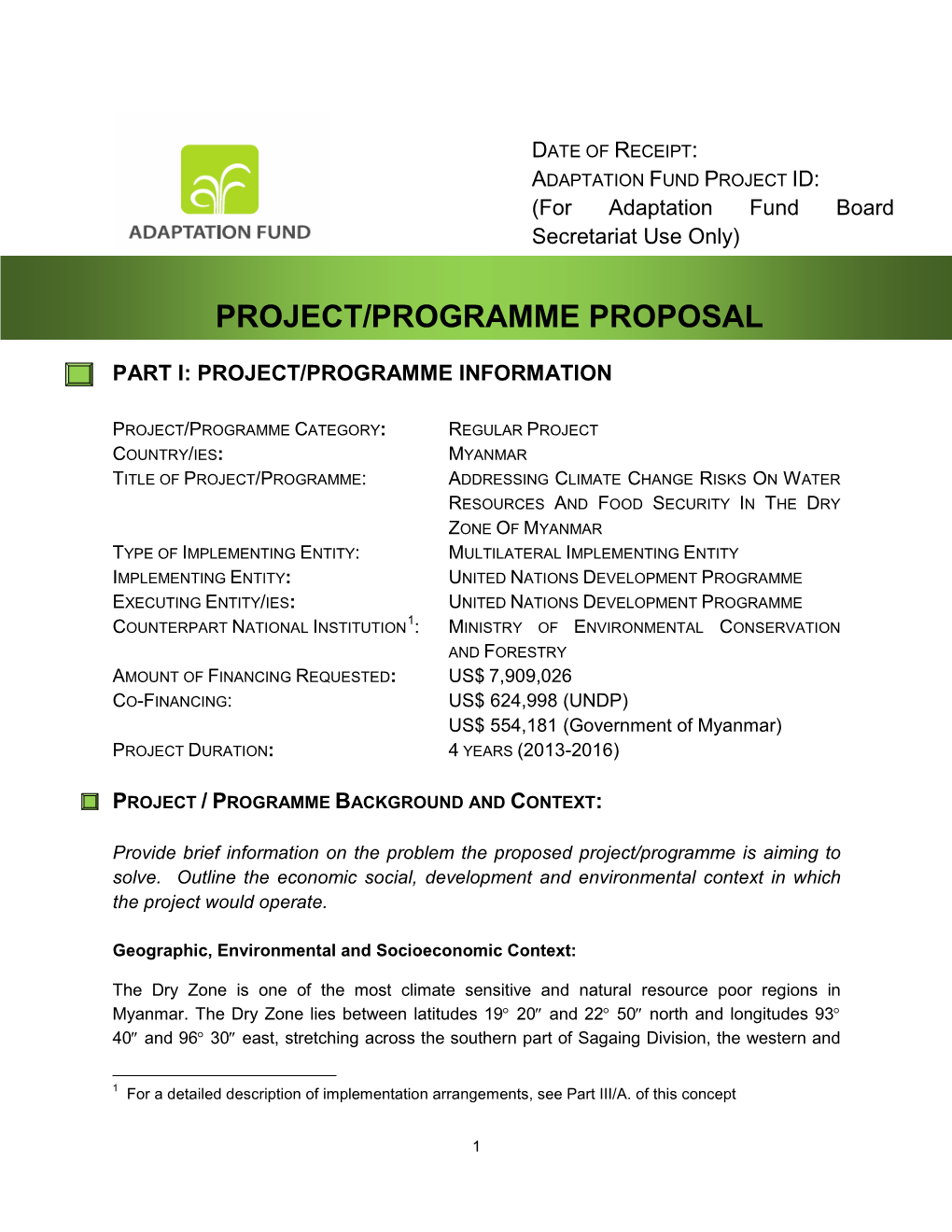 Project/Programme Proposal