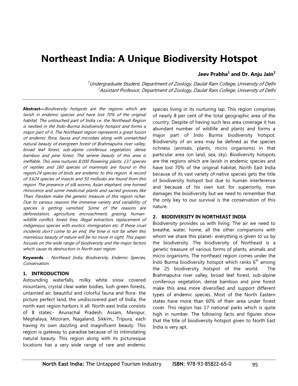 Northeast India: a Unique Biodiversity Hotspot