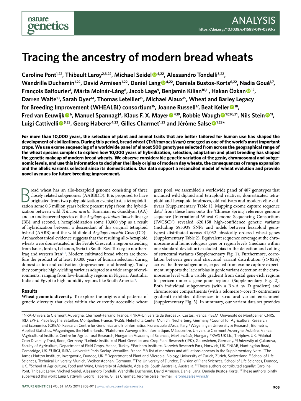 Tracing the Ancestry of Modern Bread Wheats