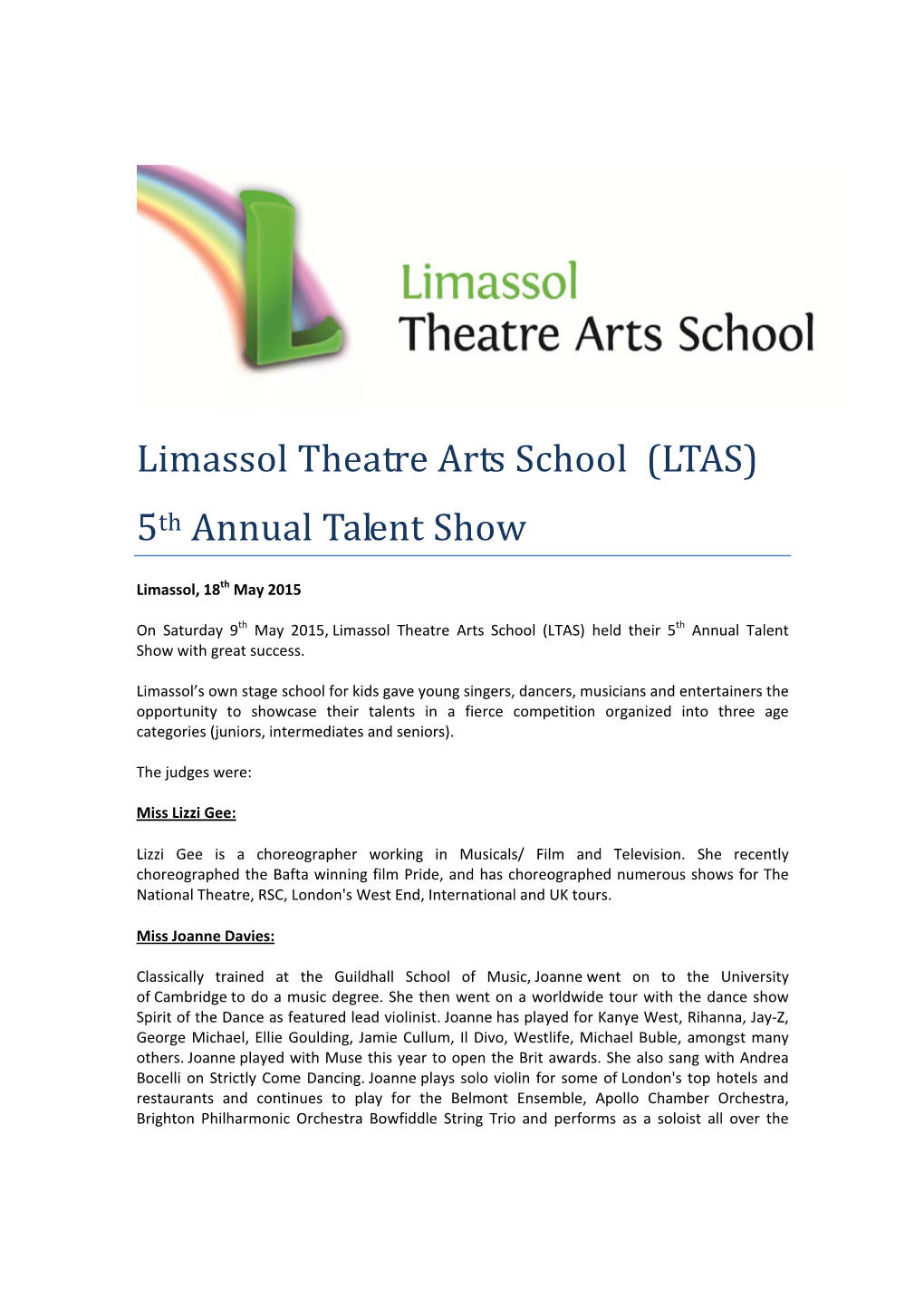 Limassol Theatre Arts School (LTAS) 5Th Annual Talent Show