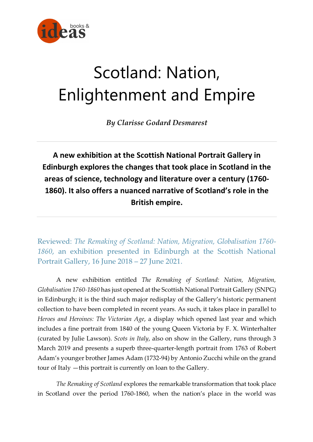 Scotland: Nation, Enlightenment and Empire