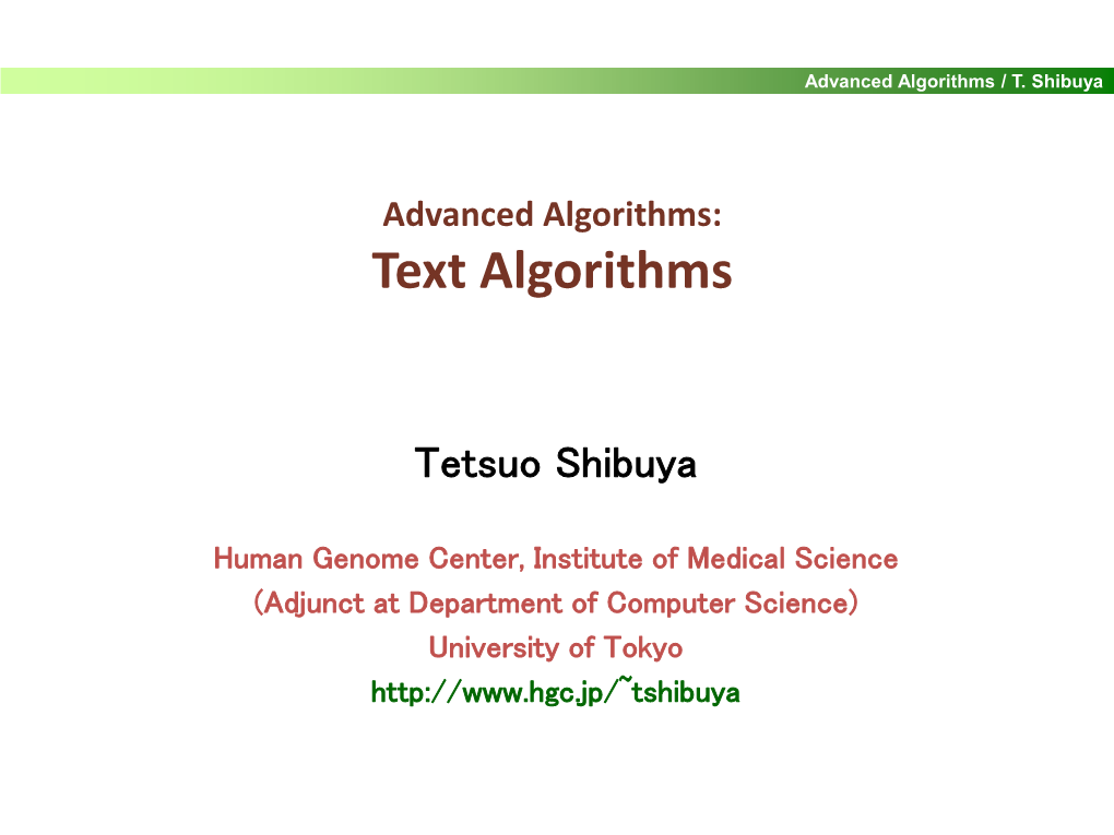 Advanced Algorithms / T