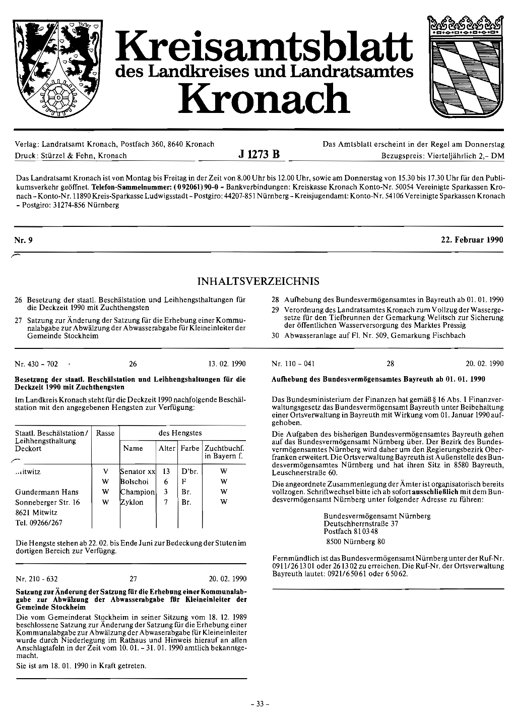Kreisamtsblatt Des Landkreises Und Landratsamtes Kronach