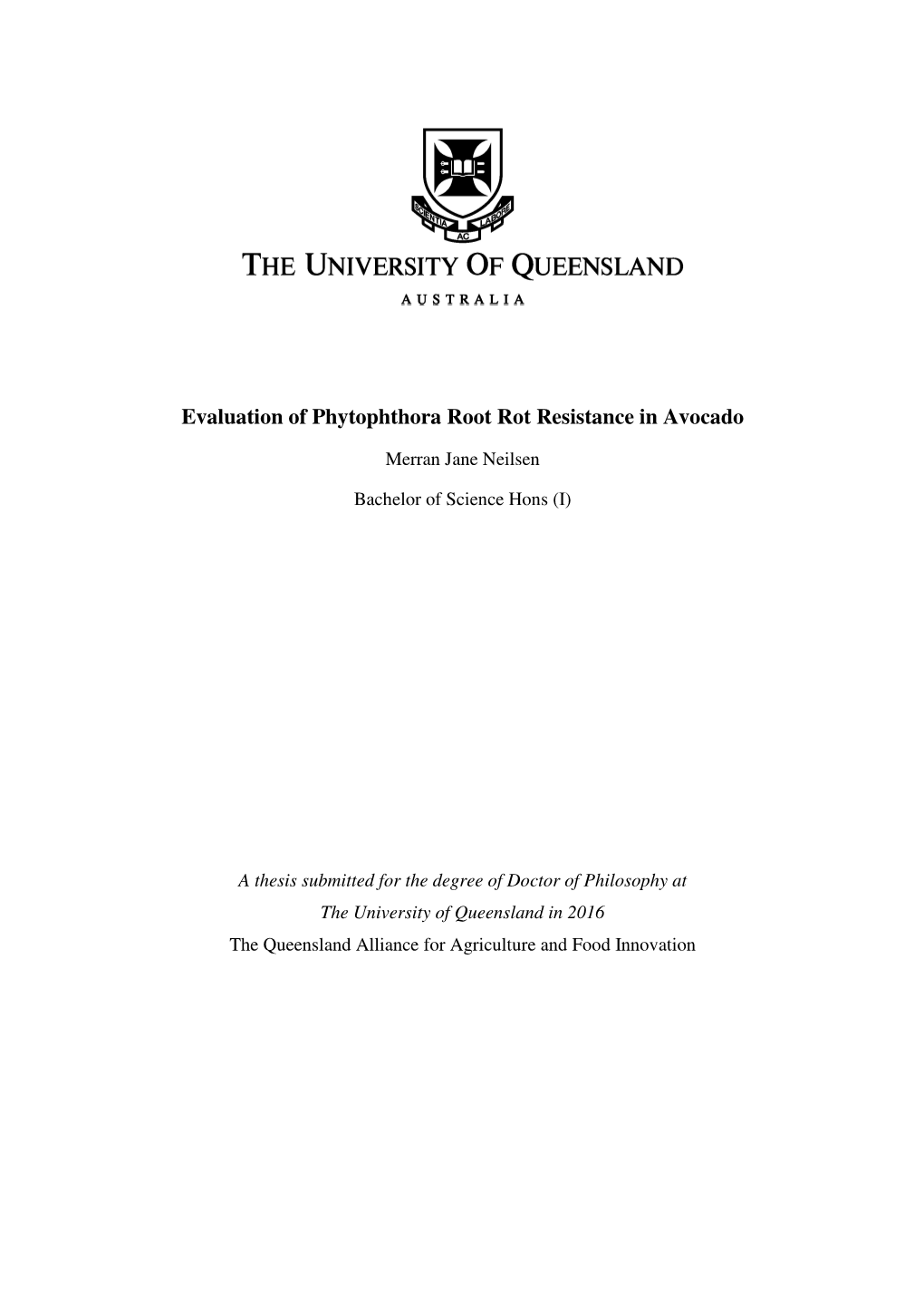 Evaluation of Phytophthora Root Rot Resistance in Avocado