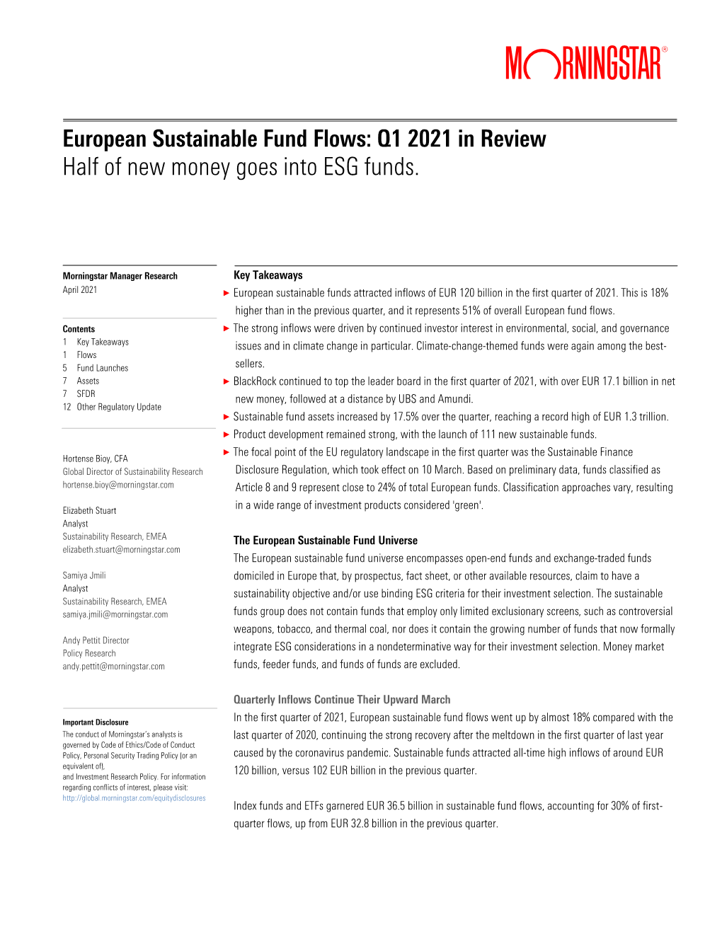 Q1 2021 in Review Half of New Money Goes Into ESG Funds