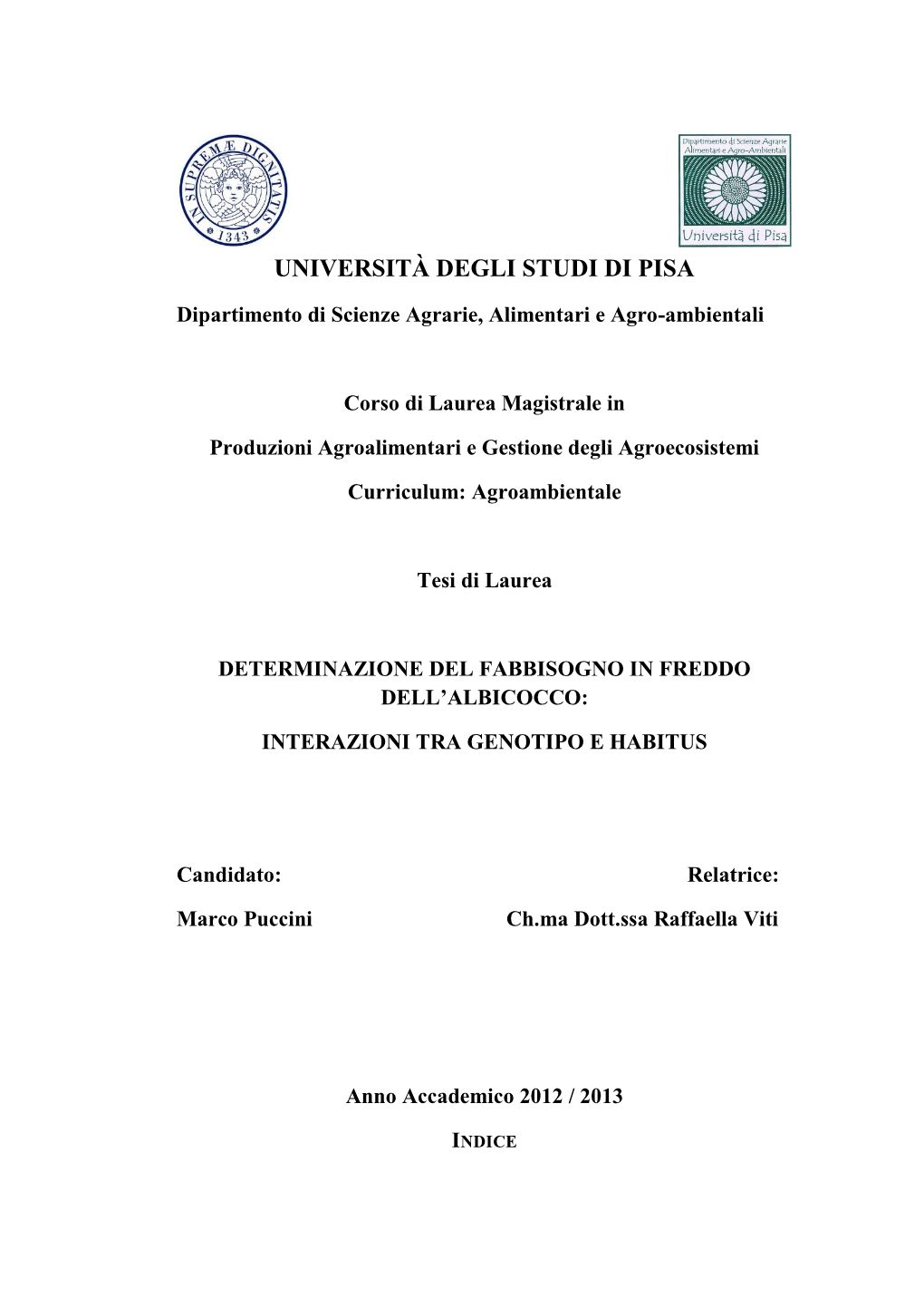 Università Degli Studi Di Pisa
