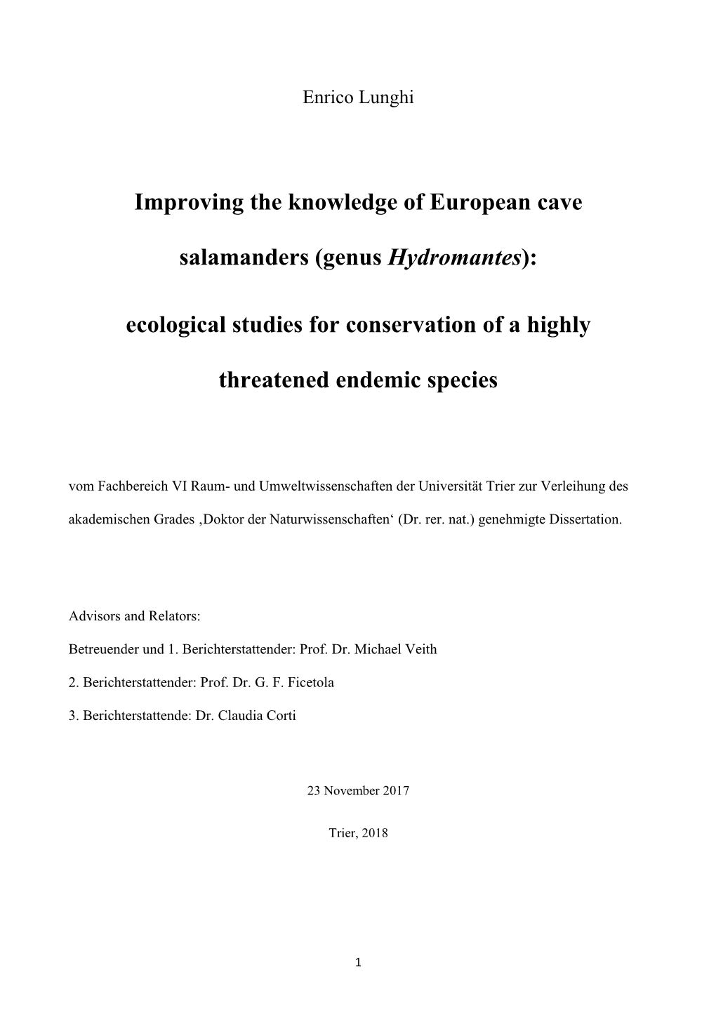 Improving the Knowledge of European Cave Salamanders (Genus