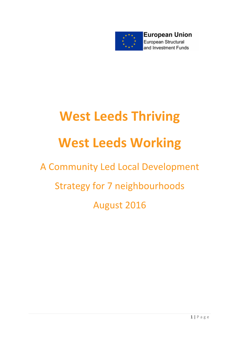 West Leeds Thriving West Leeds Working