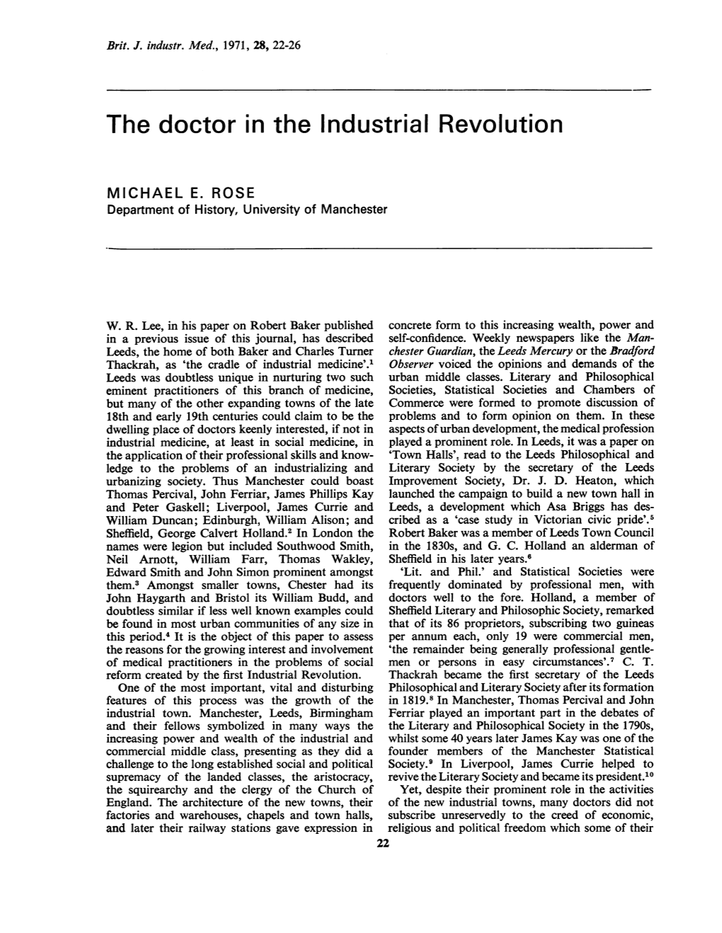 The Doctor in the Industrial Revolution